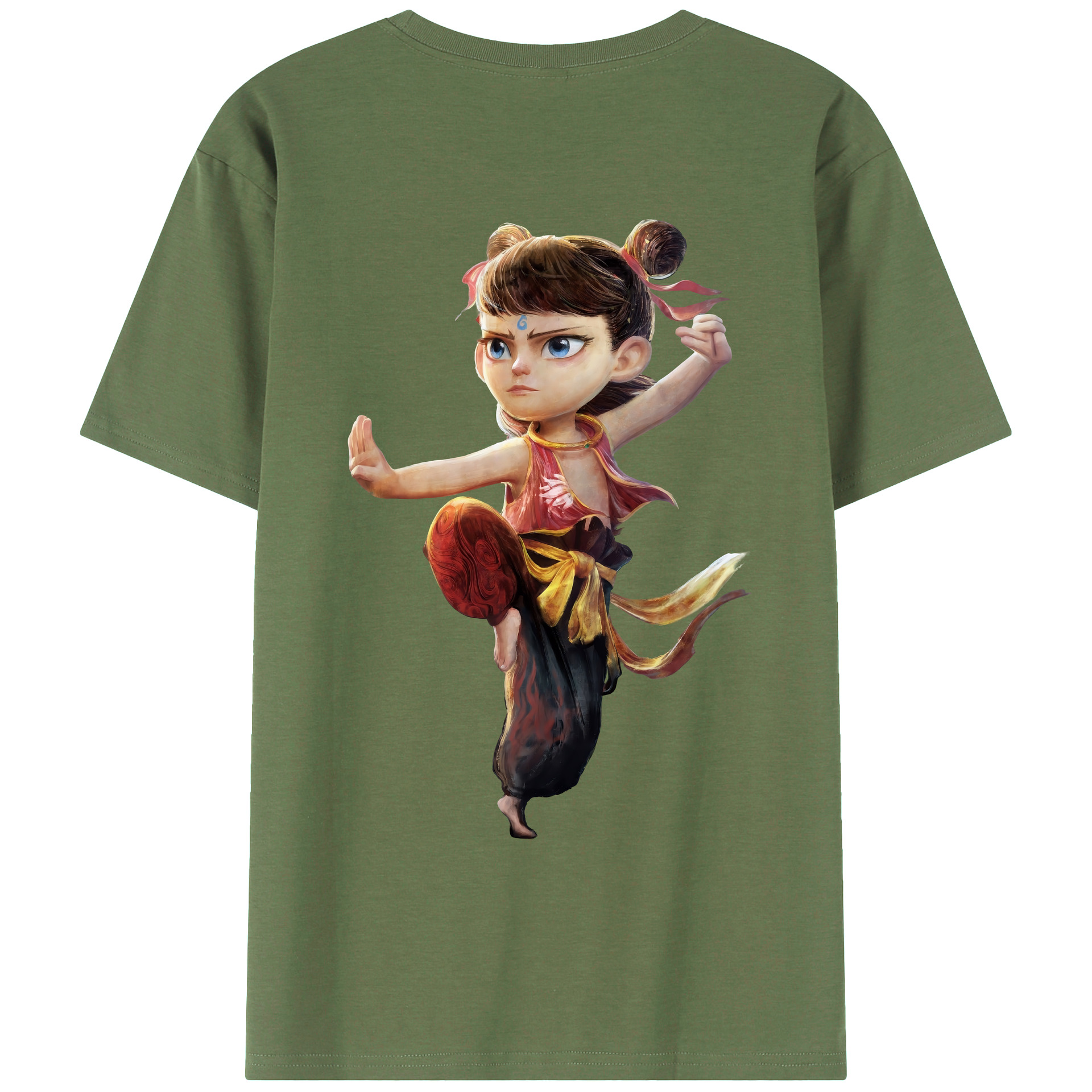 （画像用） Ne Zha 2 ナタ 魔童の大暴れ 綿100％ メンズ半袖Tシャツ（バックプリント） 通気性
